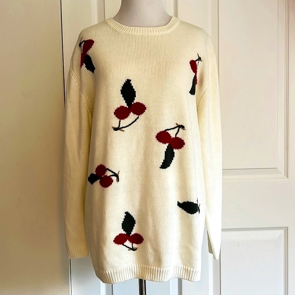 Millers Classic Wear Cherry Sweater Cream and Red Womens Sz 18 - Picture 1 of 13